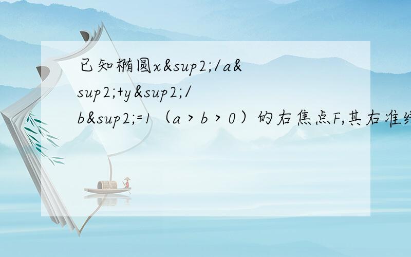 已知椭圆x²/a²+y²/b²=1（a＞b＞0）的右焦点F,其右准线与x轴的交点为A,在椭圆上存在点P满足线段AP的垂直平分线过点F,则椭圆的离心率的取值范围是什么?