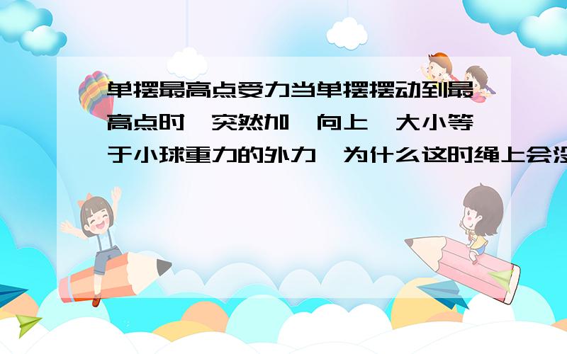 单摆最高点受力当单摆摆动到最高点时,突然加一向上、大小等于小球重力的外力,为什么这时绳上会没有拉力?