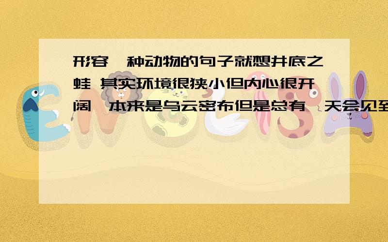 形容一种动物的句子就想井底之蛙 其实环境很狭小但内心很开阔,本来是乌云密布但是总有一天会见到明朗的天空多举点列子