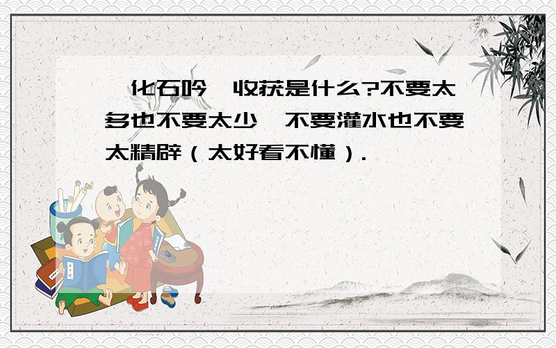 《化石吟》收获是什么?不要太多也不要太少,不要灌水也不要太精辟（太好看不懂）.