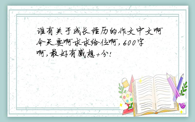 谁有关于成长经历的作文中文啊今天要啊求求给位啊,600字啊,最好有感想+分!