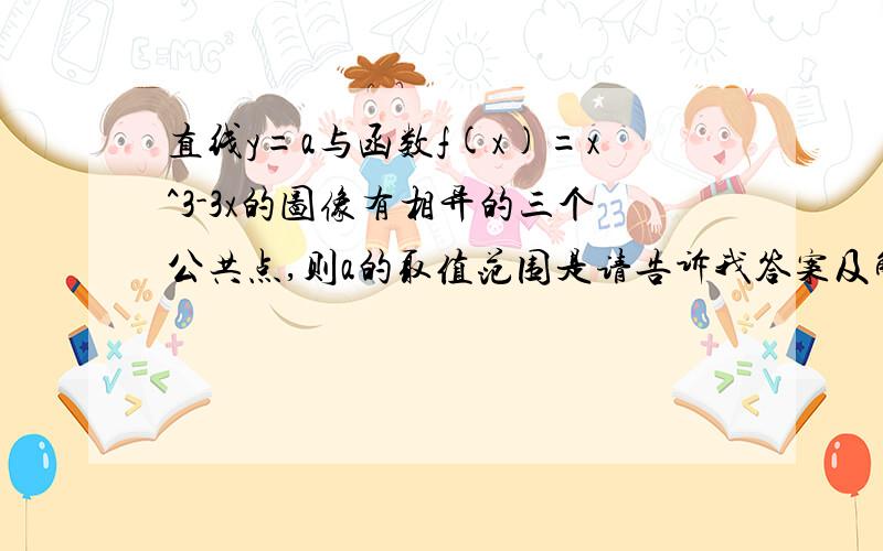 直线y=a与函数f(x)=x^3-3x的图像有相异的三个公共点,则a的取值范围是请告诉我答案及解题过程!谢谢!