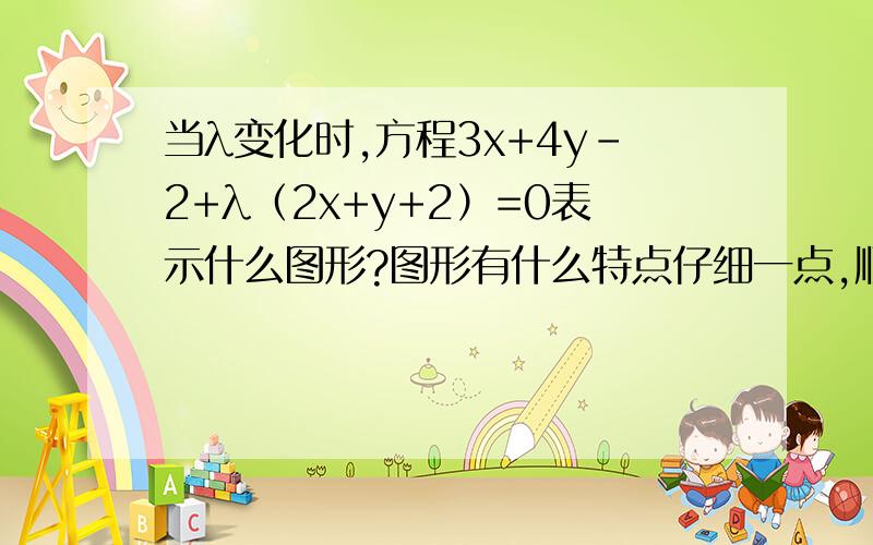 当λ变化时,方程3x+4y-2+λ（2x+y+2）=0表示什么图形?图形有什么特点仔细一点,顺便讲一下λ这个表示什么