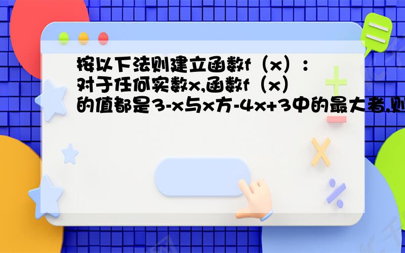 按以下法则建立函数f（x）：对于任何实数x,函数f（x）的值都是3-x与x方-4x+3中的最大者,则函数f（x）的最小值等于?