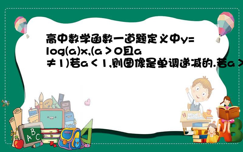 高中数学函数一道题定义中y=log(a)x,(a＞0且a≠1)若a＜1,则图像是单调递减的.若a＞1,则递增.那么有的题是这么问的 判断函数y=log(1/3)x^2-4x+5的单调区间.这怎么回事?这个函数不也是近似可以看做