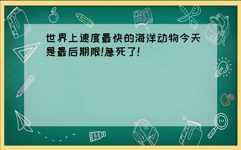 世界上速度最快的海洋动物今天是最后期限!急死了!