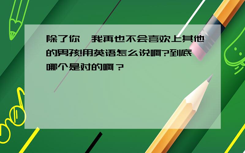 除了你,我再也不会喜欢上其他的男孩!用英语怎么说啊?到底哪个是对的啊？