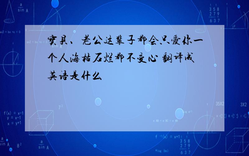 宝贝、老公这辈子都会只爱你一个人海枯石烂都不变心 翻译成英语是什么