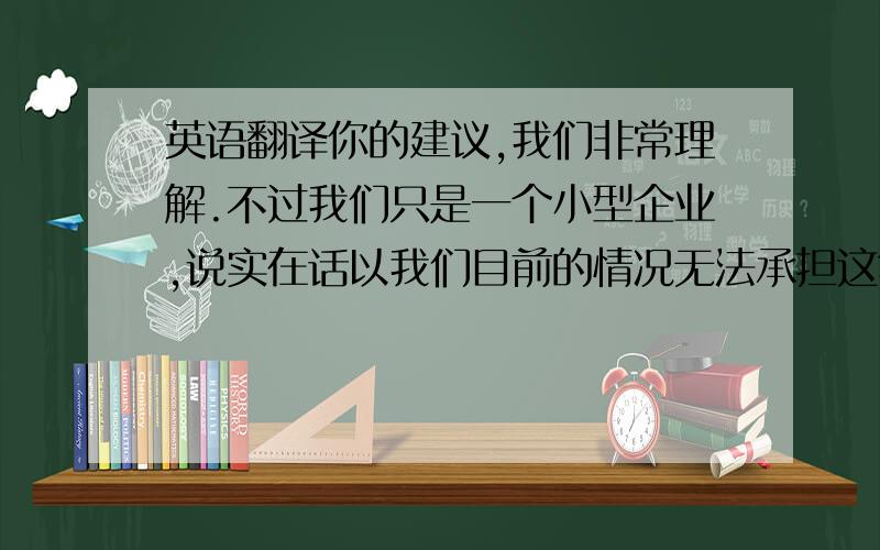 英语翻译你的建议,我们非常理解.不过我们只是一个小型企业,说实在话以我们目前的情况无法承担这笔周转资金,我们更希望能够见提单付款.A 和 B 的报价如下：