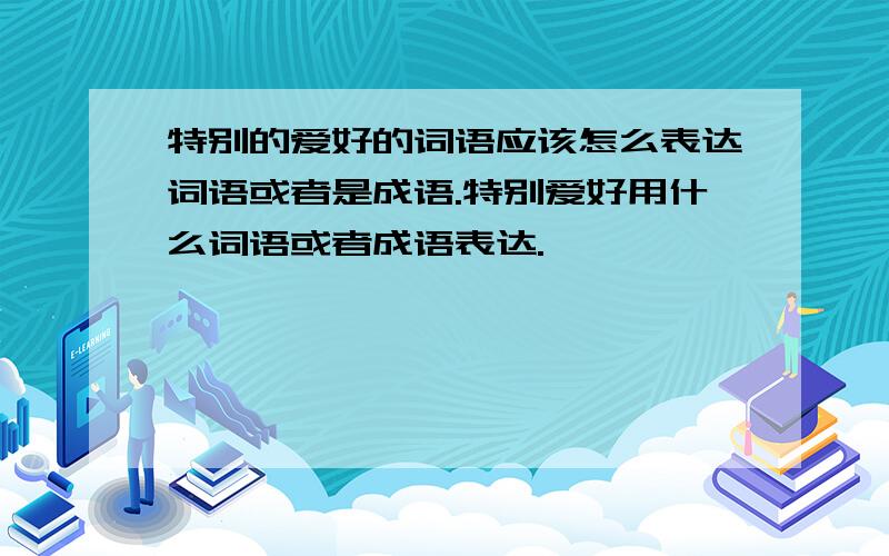 特别的爱好的词语应该怎么表达词语或者是成语.特别爱好用什么词语或者成语表达.