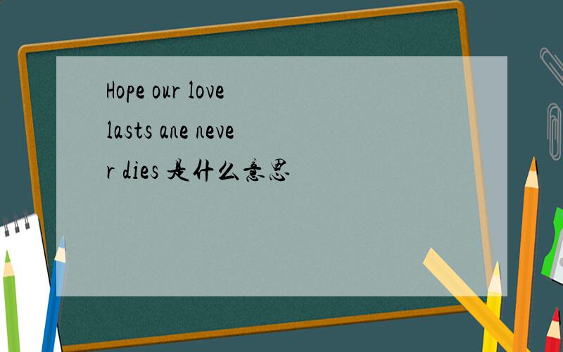 Hope our love lasts ane never dies 是什么意思