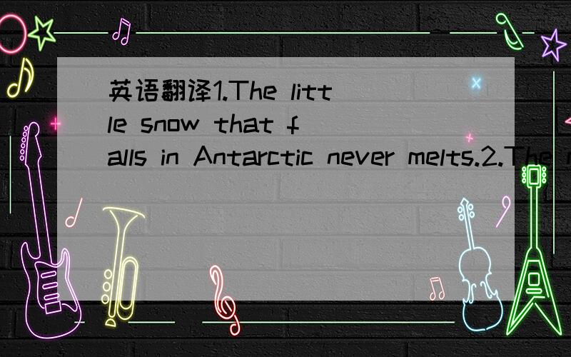 英语翻译1.The little snow that falls in Antarctic never melts.2.The majority of us agree with you.3.The man made satellite made by China is working very well.4.The man paid no attention to what she said.5.The man-made satellite made by China is w