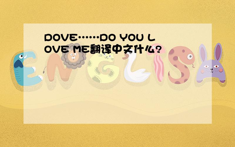 DOVE……DO YOU LOVE ME翻译中文什么?