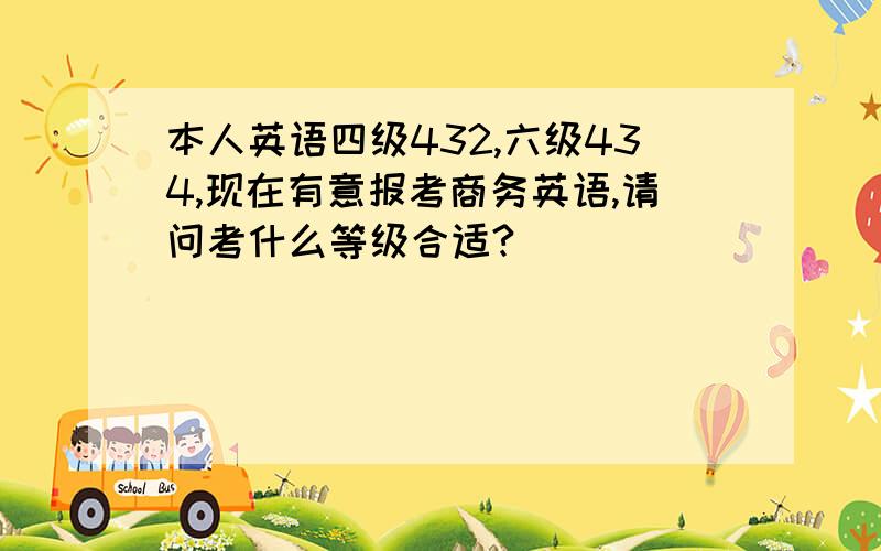 本人英语四级432,六级434,现在有意报考商务英语,请问考什么等级合适?