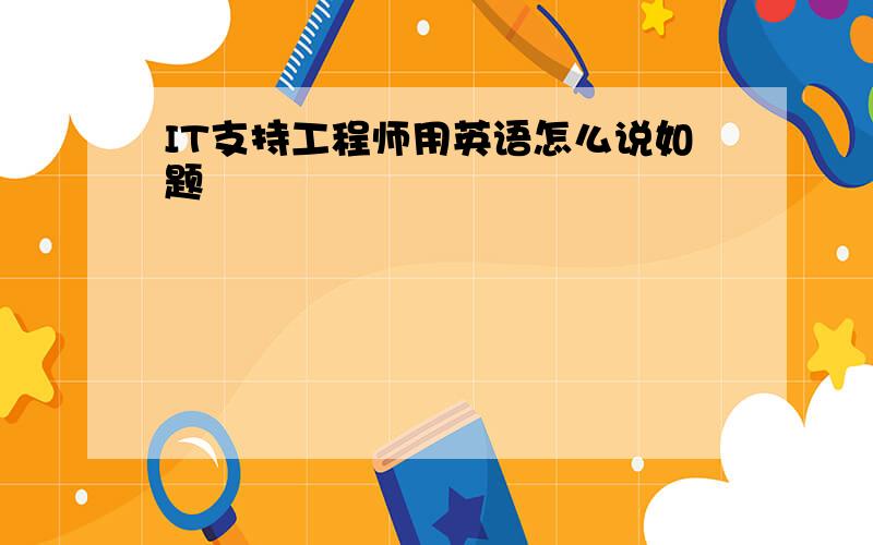 IT支持工程师用英语怎么说如题