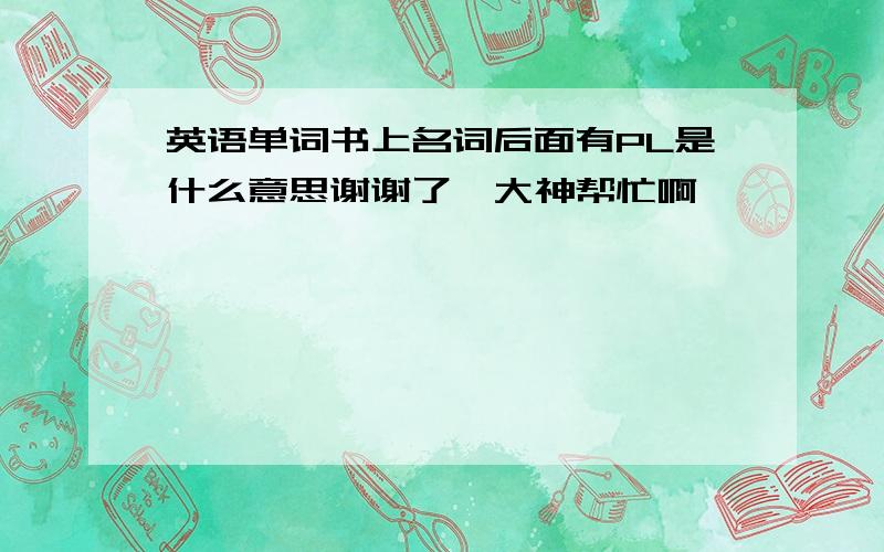 英语单词书上名词后面有PL是什么意思谢谢了,大神帮忙啊