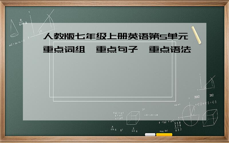 人教版七年级上册英语第5单元重点词组,重点句子,重点语法