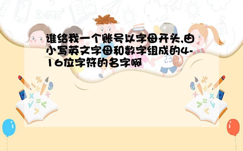 谁给我一个账号以字母开头,由小写英文字母和数字组成的4-16位字符的名字啊