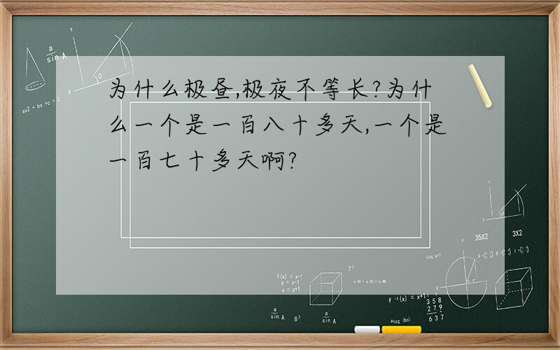 为什么极昼,极夜不等长?为什么一个是一百八十多天,一个是一百七十多天啊?