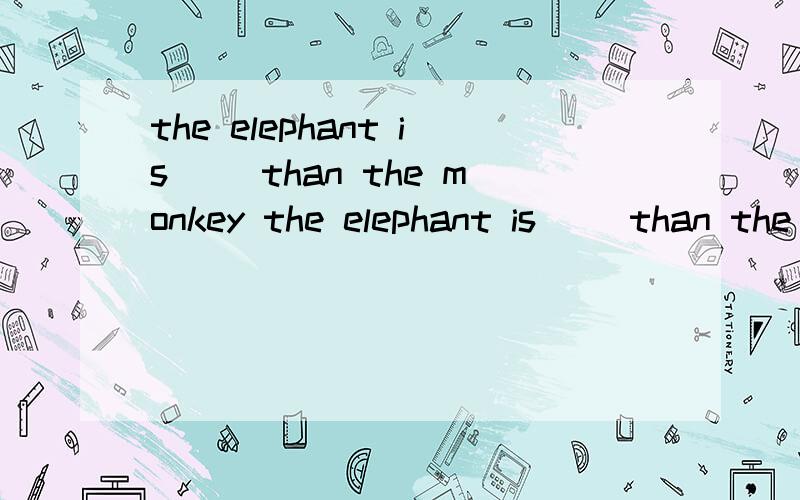 the elephant is( )than the monkey the elephant is( )than the monkeytaller smaller shorter fatter bitter thimmer 请选择