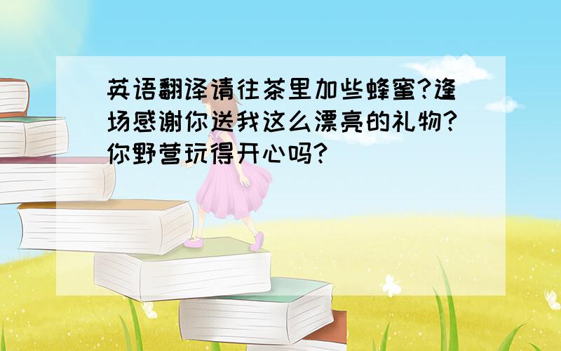 英语翻译请往茶里加些蜂蜜?逢场感谢你送我这么漂亮的礼物?你野营玩得开心吗?