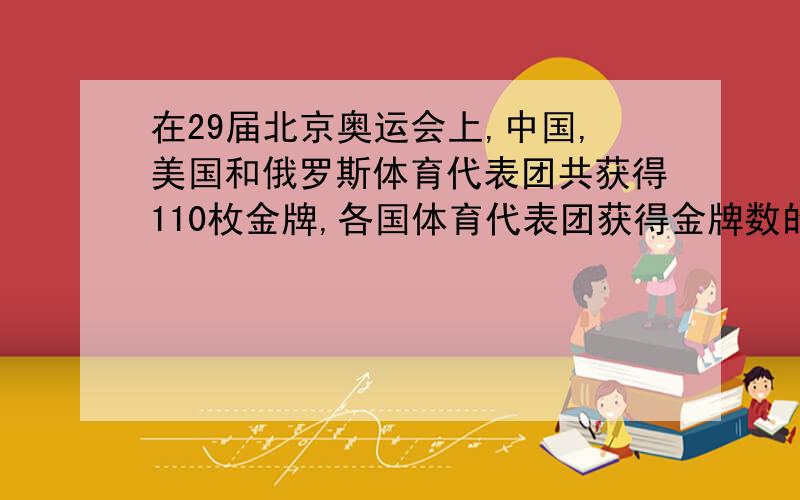 在29届北京奥运会上,中国,美国和俄罗斯体育代表团共获得110枚金牌,各国体育代表团获得金牌数的比是是51:36:22.中国,美国和俄罗斯各获得金牌多少枚?要写出思路!