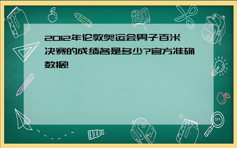 2012年伦敦奥运会男子百米决赛的成绩各是多少?官方准确数据!