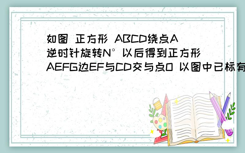 如图 正方形 ABCD绕点A逆时针旋转N°以后得到正方形AEFG边EF与CD交与点O 以图中已标有字母的点为端点连接两条线段（正方形的对角线除外）要求所连接的两条线段相交且互相垂直,并说明这两