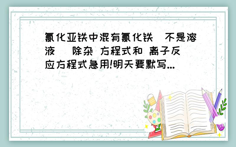 氯化亚铁中混有氯化铁（不是溶液） 除杂 方程式和 离子反应方程式急用!明天要默写...