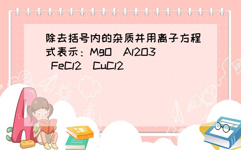 除去括号内的杂质并用离子方程式表示：MgO(Al2O3) FeCl2(CuCl2)