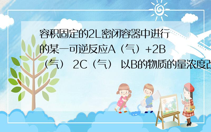 容积固定的2L密闭容器中进行的某一可逆反应A（气）+2B（气） 2C（气） 以B的物质的量浓度改变表示的反应速度υ正,υ正、υ逆与时间的关系图如所示.已知反应速率υ的单位为mol·L-1·s-1,则图