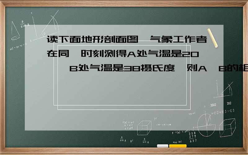 读下面地形剖面图,气象工作者在同一时刻测得A处气温是20℃,B处气温是38摄氏度,则A、B的相对高度是（ ）