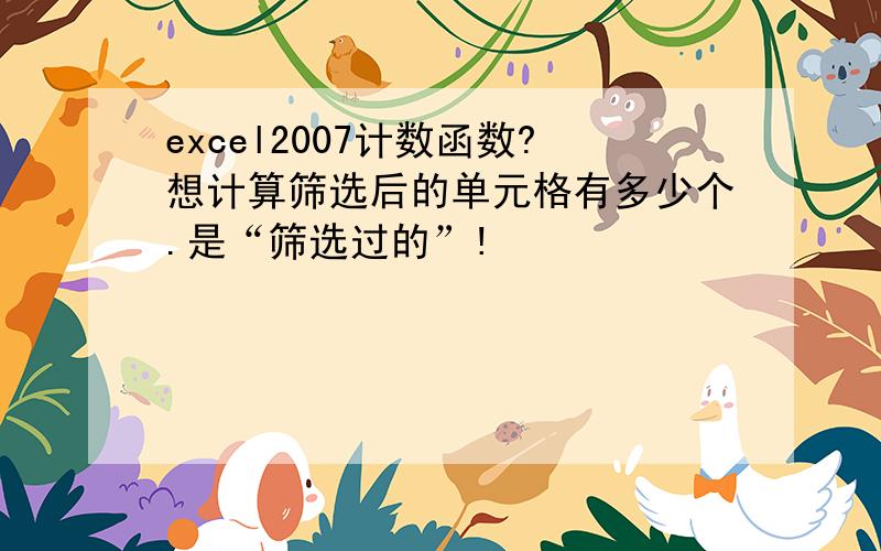 excel2007计数函数?想计算筛选后的单元格有多少个.是“筛选过的”!