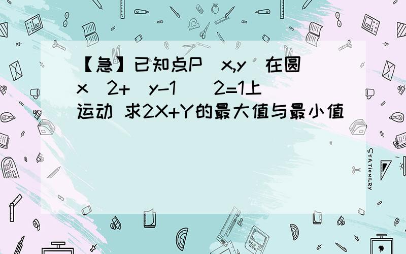 【急】已知点P(x,y)在圆x^2+(y-1)^2=1上运动 求2X+Y的最大值与最小值