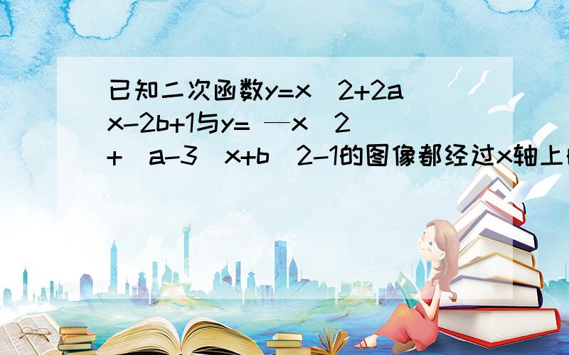 已知二次函数y=x^2+2ax-2b+1与y= —x^2+（a-3）x+b^2-1的图像都经过x轴上的M ,N,求a,b