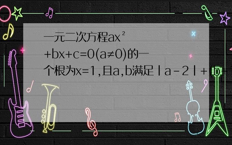 一元二次方程ax²+bx+c=0(a≠0)的一个根为x=1,且a,b满足丨a-2丨+(b+1)²=0,求方程4分之1y²+c=0的两根