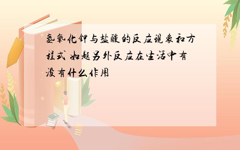 氢氧化钾与盐酸的反应现象和方程式 如题另外反应在生活中有没有什么作用