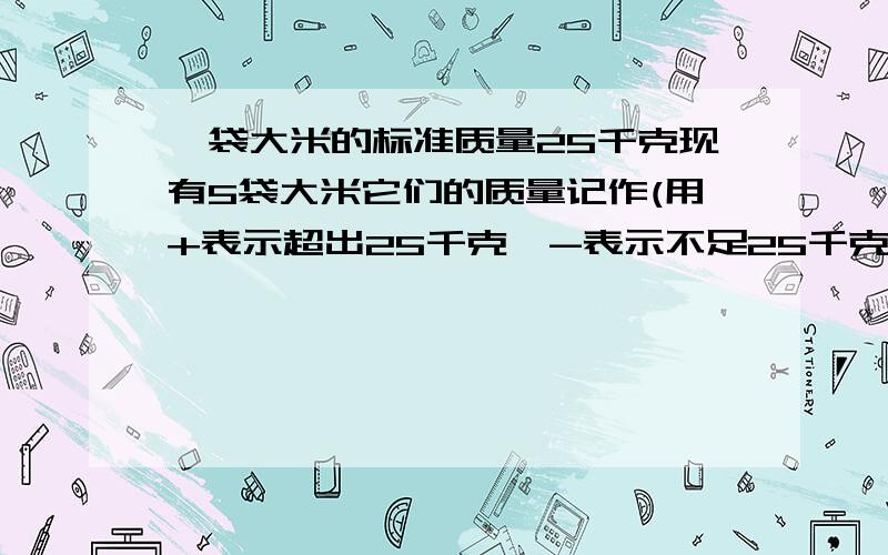 一袋大米的标准质量25千克现有5袋大米它们的质量记作(用+表示超出25千克,-表示不足25千克）+0.35,-0.2+0.23,-0.5,+0.5,那些大米是符合要求的?为什么?