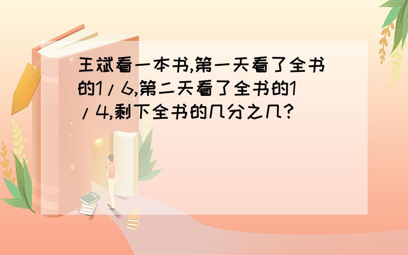 王斌看一本书,第一天看了全书的1/6,第二天看了全书的1/4,剩下全书的几分之几?