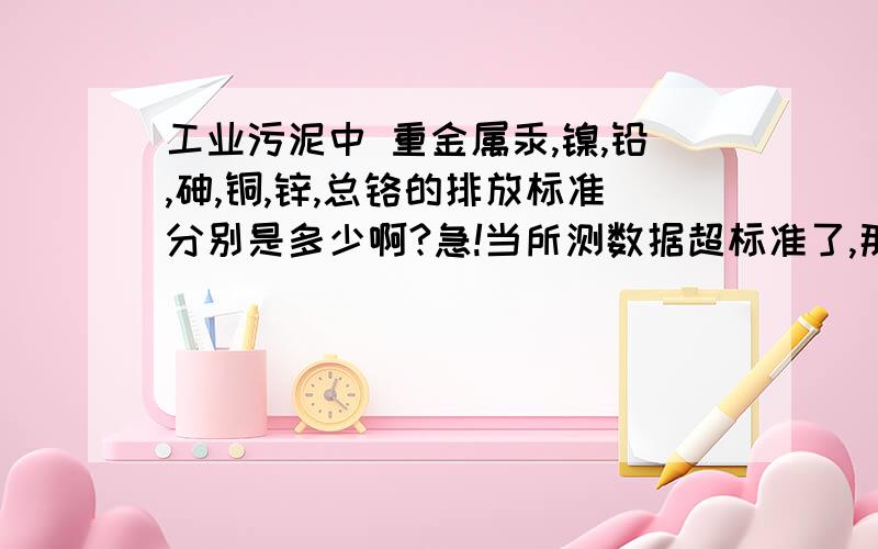 工业污泥中 重金属汞,镍,铅,砷,铜,锌,总铬的排放标准分别是多少啊?急!当所测数据超标准了,那样就不能报省了!麻烦大家帮我找找~~