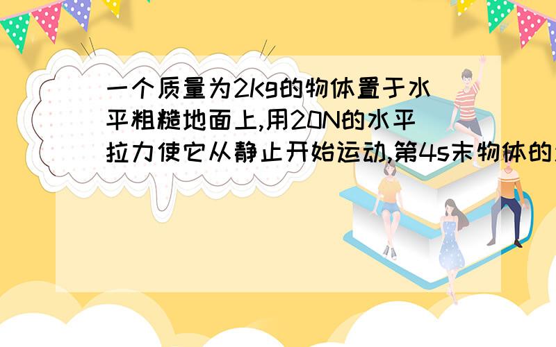 一个质量为2Kg的物体置于水平粗糙地面上,用20N的水平拉力使它从静止开始运动,第4s末物体的速度达到24m/s.此时撤去拉力.1.物体在运动中受到的阻力?2.撤去拉力后物体能继续滑行的距离?