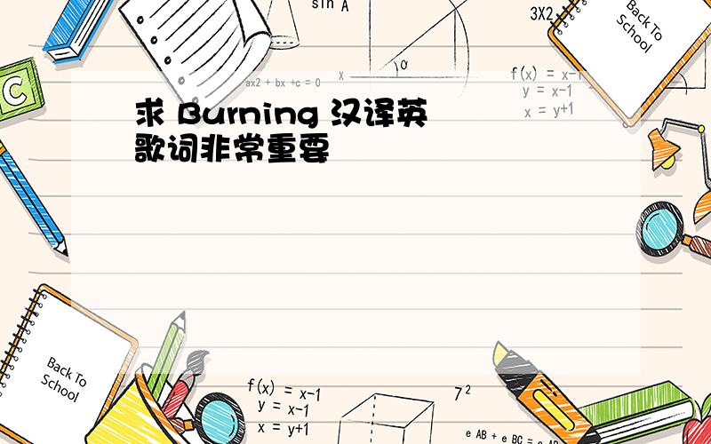 求 Burning 汉译英 歌词非常重要