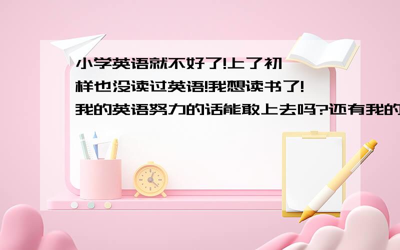 小学英语就不好了!上了初一一样也没读过英语!我想读书了!我的英语努力的话能敢上去吗?还有我的数学也不好!在初二我的成绩能敢上吗?