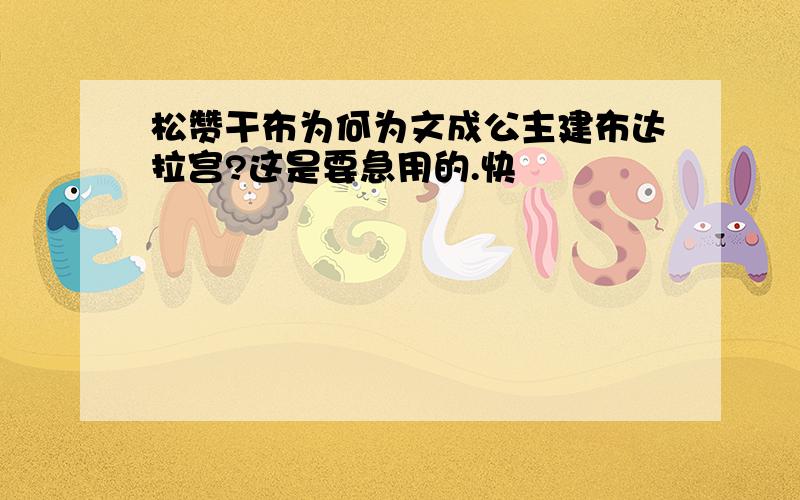 松赞干布为何为文成公主建布达拉宫?这是要急用的.快