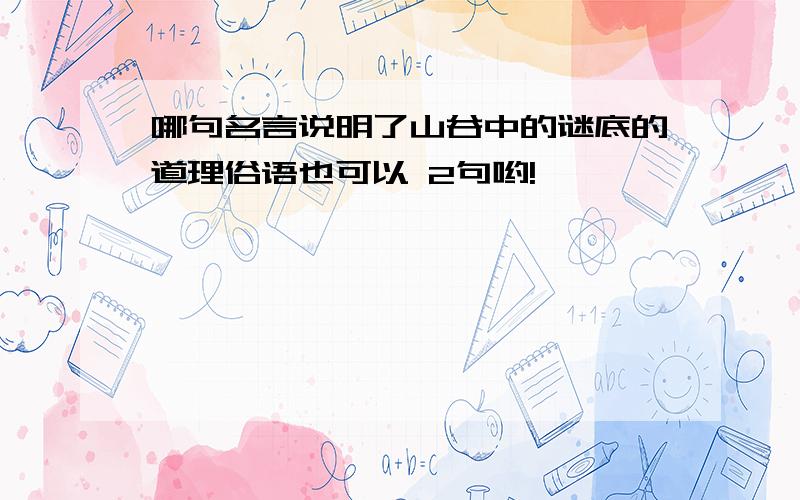 哪句名言说明了山谷中的谜底的道理俗语也可以 2句哟!