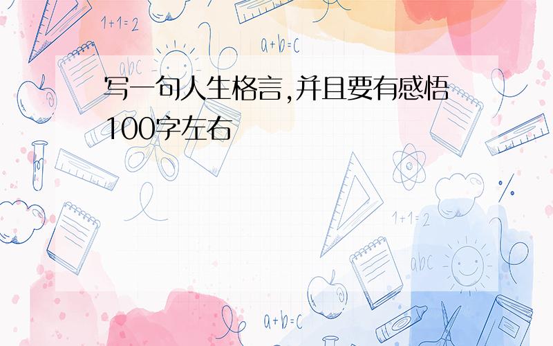 写一句人生格言,并且要有感悟100字左右