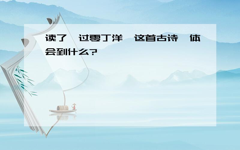 读了《过零丁洋》这首古诗,体会到什么?