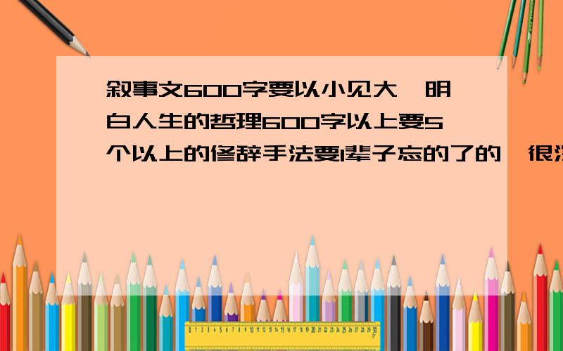 叙事文600字要以小见大,明白人生的哲理600字以上要5个以上的修辞手法要1辈子忘的了的,很深刻的作文