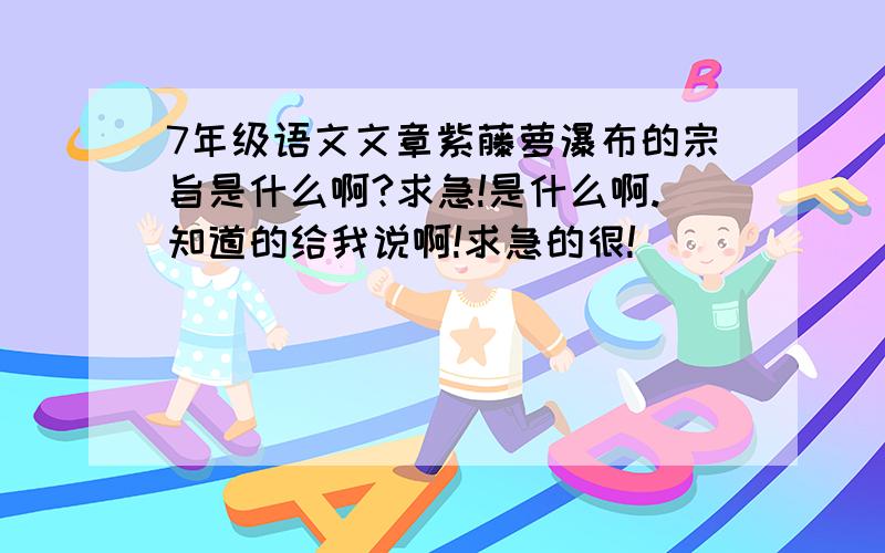 7年级语文文章紫藤萝瀑布的宗旨是什么啊?求急!是什么啊.知道的给我说啊!求急的很!