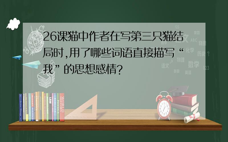 26课猫中作者在写第三只猫结局时,用了哪些词语直接描写“我”的思想感情?